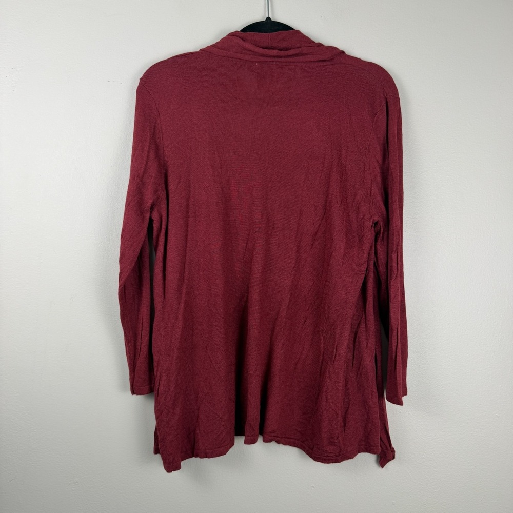 August Silk Cardigan Sweater Women's Large Maroon Long Sleeve Knitted Open Front - Picture 2 of 14